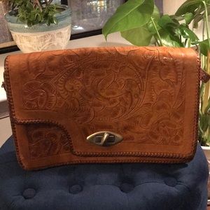 Vintage embossed leather bag from Mexico